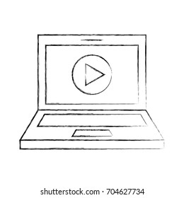 laptop with media player isolated icon