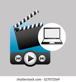 laptop media player movie multimedia vector illustration eps 10