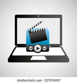 laptop media player movie multimedia vector illustration eps 10