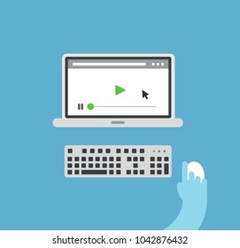 Laptop with media player on screen