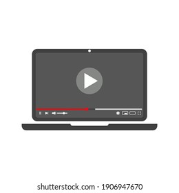 Laptop with media player vector illustration on white isolate