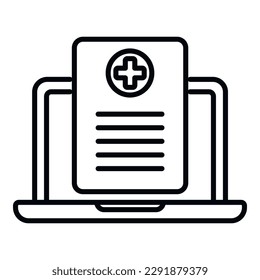 Laptop medical card icon outline vector. Patient profile. Medic care