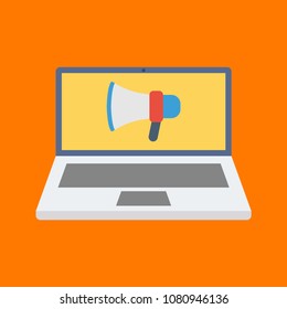 laptop with megaphone icon