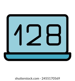 Laptop memory icon outline vector. Data mobile. Code storage color flat