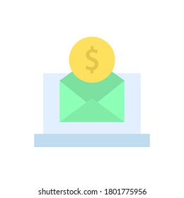 Laptop, Nachricht, Dollar-Symbol. Einfache, farbige Vektorelemente von Wirtschaftssymbolen für i und ux, Website oder mobile Anwendungen