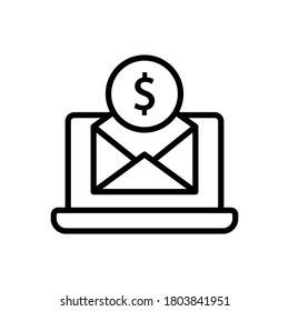 Laptop, Nachricht, Dollar-Symbol. Einfache Linie, Umrisslinien, Vektorelemente von Wirtschaftssymbolen für i und ux, Website oder mobile Anwendungen