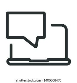 laptop message or feedback - minimal line web icon. simple vector illustration. concept for infographic, website or app.