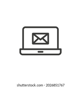Laptop with message icon on white background.
