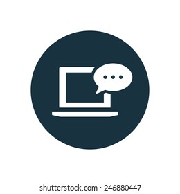 laptop message icon on white background 