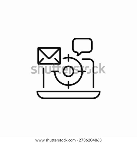 laptop messaging target icon sign vector