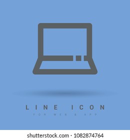 Laptop minimal vector icon. Notebook graph flat line icon for websites and mobile minimalistic flat design.