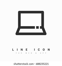 Laptop minimal vector icon. Notebook graph flat line icon for websites and mobile minimalistic flat design.