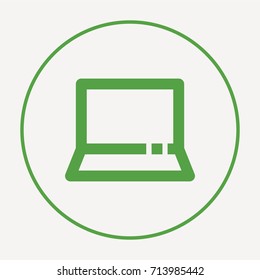 Laptop minimal vector icon. Notebook graph flat line icon for websites and mobile minimalistic flat design.