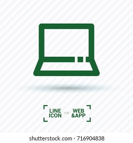 Laptop minimal vector icon. Notebook graph flat line icon for websites and mobile minimalistic flat design.