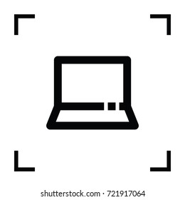 Laptop minimal vector icon. Notebook graph flat line icon for websites and mobile minimalistic flat design.