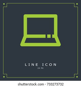 Laptop minimal vector icon. Notebook graph flat line icon for websites and mobile minimalistic flat design.