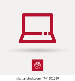 Laptop minimal vector icon. Notebook graph flat line icon for websites and mobile minimalistic flat design.