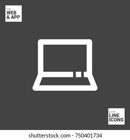 Laptop minimal vector icon. Notebook graph flat line icon for websites and mobile minimalistic flat design.