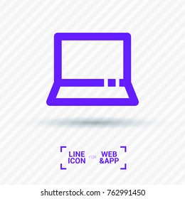 Laptop minimal vector icon. Notebook graph flat line icon for websites and mobile minimalistic flat design.