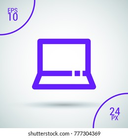 Laptop minimal vector icon. Notebook graph flat line icon for websites and mobile minimalistic flat design.