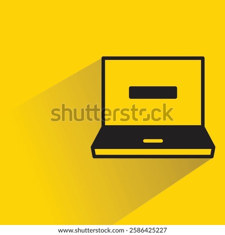 laptop and minus icon with shadow on yellow background