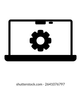Laptop mixed glyph icon. Simple vector icon design in glyph style. Editable vector format