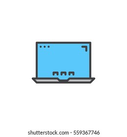 Laptop, mobile computer line icon, filled outline vector sign, linear colorful pictogram isolated on white. Symbol, logo illustration