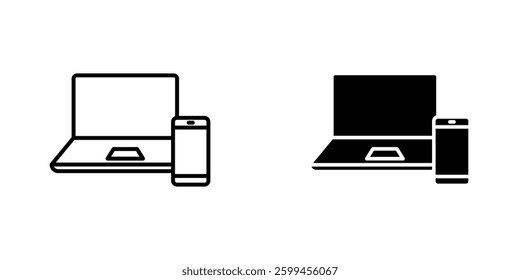 Laptop and Mobile flat simple vector icons illustration set.