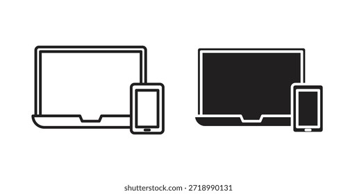 Laptop and Mobile icon for mobile app, editable designs