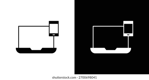 Concepto de diseño de iconos de computadora portátil y móvil. iconos planos de Vector