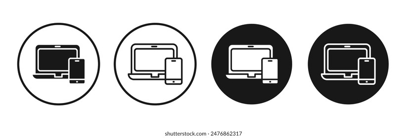 Conjunto de iconos de Vector de línea de portátiles y móviles.