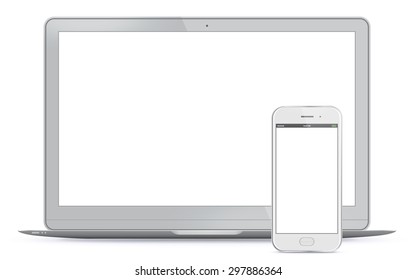 Laptop and Mobile Phone Vector Illustration.