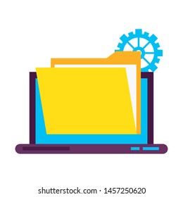 laptop mobile technology hardware documents support cartoon vector illustration graphic design
