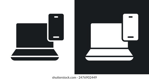 Laptop and Mobile thin icon collection.