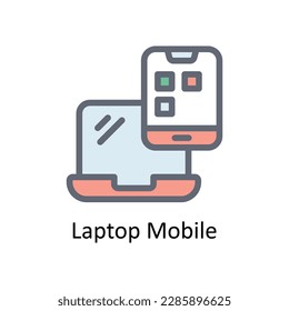 Iconos de contorno de relleno de vectores portátiles. Material gráfico simple