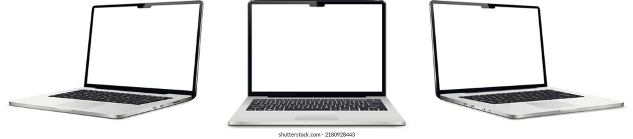 Laptop mock up with empty screen isolated