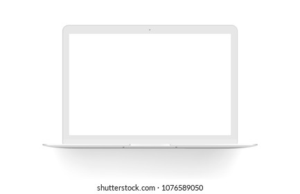 Laptop mock up front view, isolated on white background. Vector illustration