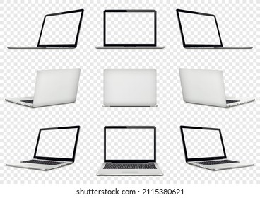 Laptop mock up with transparent screen isolated