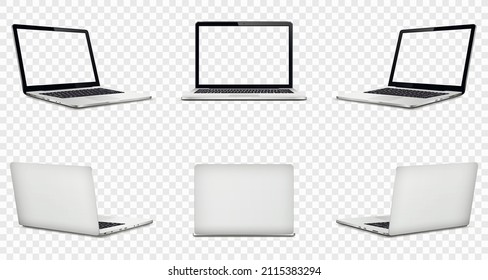 Laptop mock up with transparent screen isolated