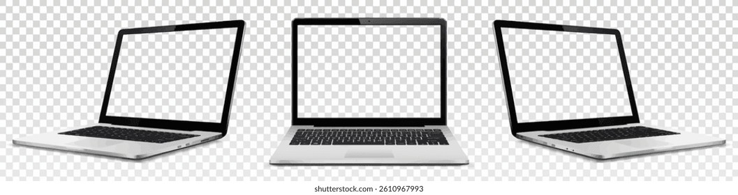 Laptop mock up with transparent screen isolated