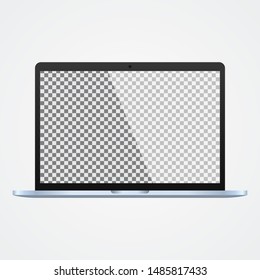 Laptop Mock Up with Transparent Screen on White Background