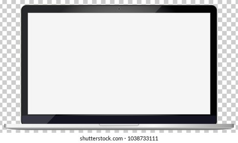 Laptop mockup with blank screen - front view.Open laptop with blank screen isolated on transparent background