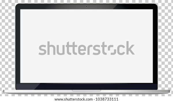Laptop mockup with\
blank screen - front view.Open laptop with blank screen isolated on\
transparent background