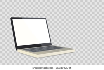 Laptop Mockup With Blank Screen, Realistic Vector Illustration Of Modern Computer On Transparent Background. Ideal For Web Design, App UI, And Technology Concepts. Vector Illustration.