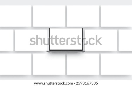 Laptop Mockup With Blank Web Screens For Showcase Your Website Designs. Vector Illustration