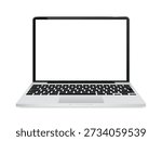 Laptop Mockup with Blank White Screen, Open Notebook Computer Front View, UI UX Design Template for Banner, Advertising and Marketing Promotion, Website and App Presentation Vector Illustration