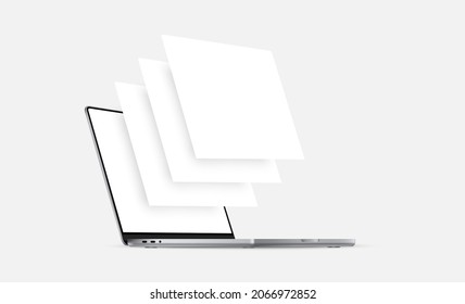 Laptop Mockup with Blank Wireframing Pages. Concept for Showing Web-Design Projects. Vector Illustration