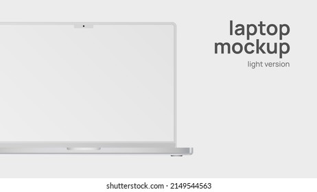 Laptop Mockup. Dark Version. White Screen, White Pro Model. Vector illustration