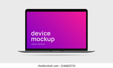 Laptop Mockup With Editable Pink Gradient Screen. Vector Illustration