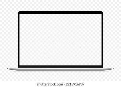 Laptop mockup isolated on white background with transparent screen. Stock royalty free vector illustration.	